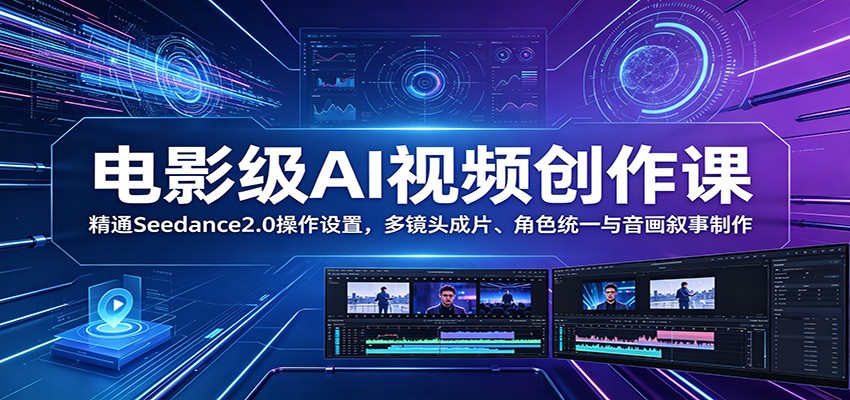 Seedance 2.0电影级AI视频课，提示词加20种舞蹈模板，多镜头成片与角色统一实操 - 缩略图