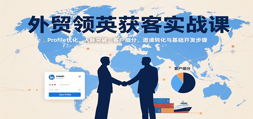外贸领英获客实战,优化Profile拿下5万美金订单,人脉突破、客户细分到基础开发全流程 - 缩略图