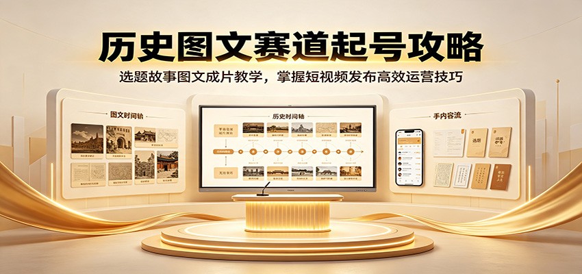 历史图文赛道起号攻略，从选题找素材到故事成片和发布，零基础也能批量做短视频 - 缩略图