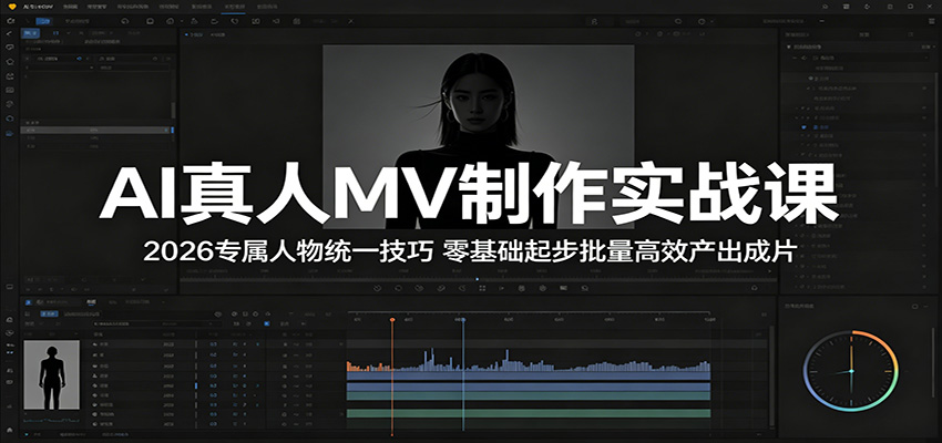 AI真人MV制作全流程课，2026人物一致性技巧，零基础批量出片 - 缩略图