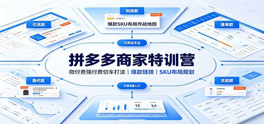 拼多多微付费强付费切车打法，两套强付费SOP流程，爆款链接布局与SKU搭配实操 - 缩略图
