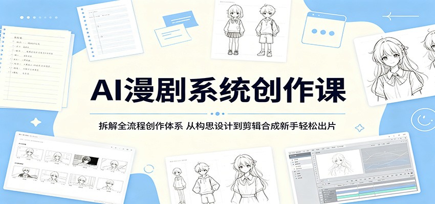 AI漫剧创作课全流程拆解，剧本角色、分镜提示词、配音到剪辑合成，零基础也能独立出片 - 缩略图