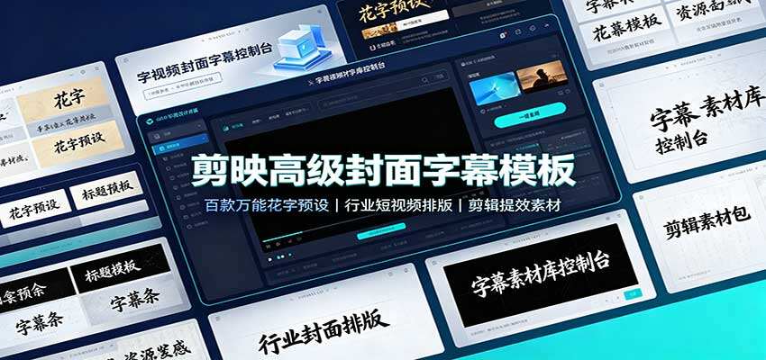 剪映高级感短视频封面字幕模板100款，多行业排版花字预设，自媒体商家直接套用改字 - 缩略图