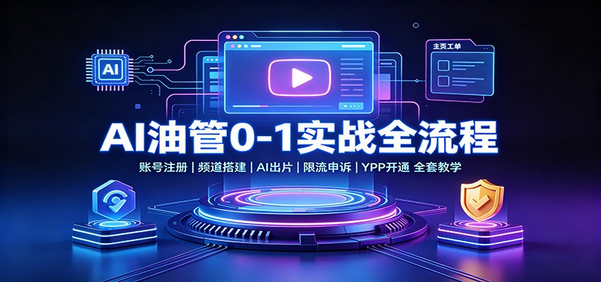 AI油管0到1实操，谷歌账号注册、频道搭建、AI出片、限流申诉和YPP开通 - 缩略图