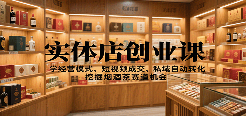 实体店创业课，短视频获客到私域自动成交，烟酒茶白酒赛道经营模式拆解 - 缩略图