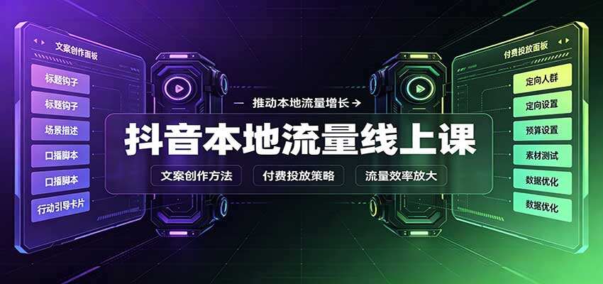 抖音同城账号运营线上课，从账号搭建、拍摄剪辑到抖加本地推投放全链路实操 - 缩略图