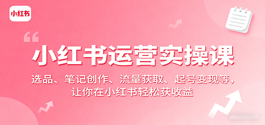 小红书电商全链路实操课，选品、爆款笔记、矩阵引流到店铺直播起号变现 - 缩略图