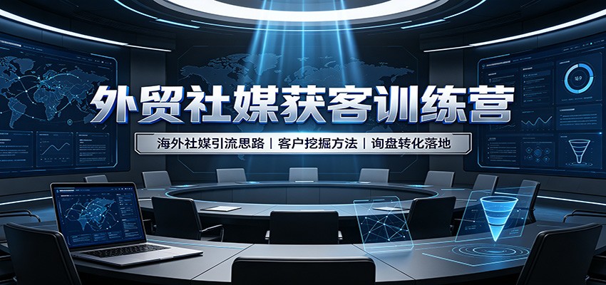 外贸社媒获客训练营，账号搭建、内容打造、客户挖掘到询盘承接的实操打法 - 缩略图