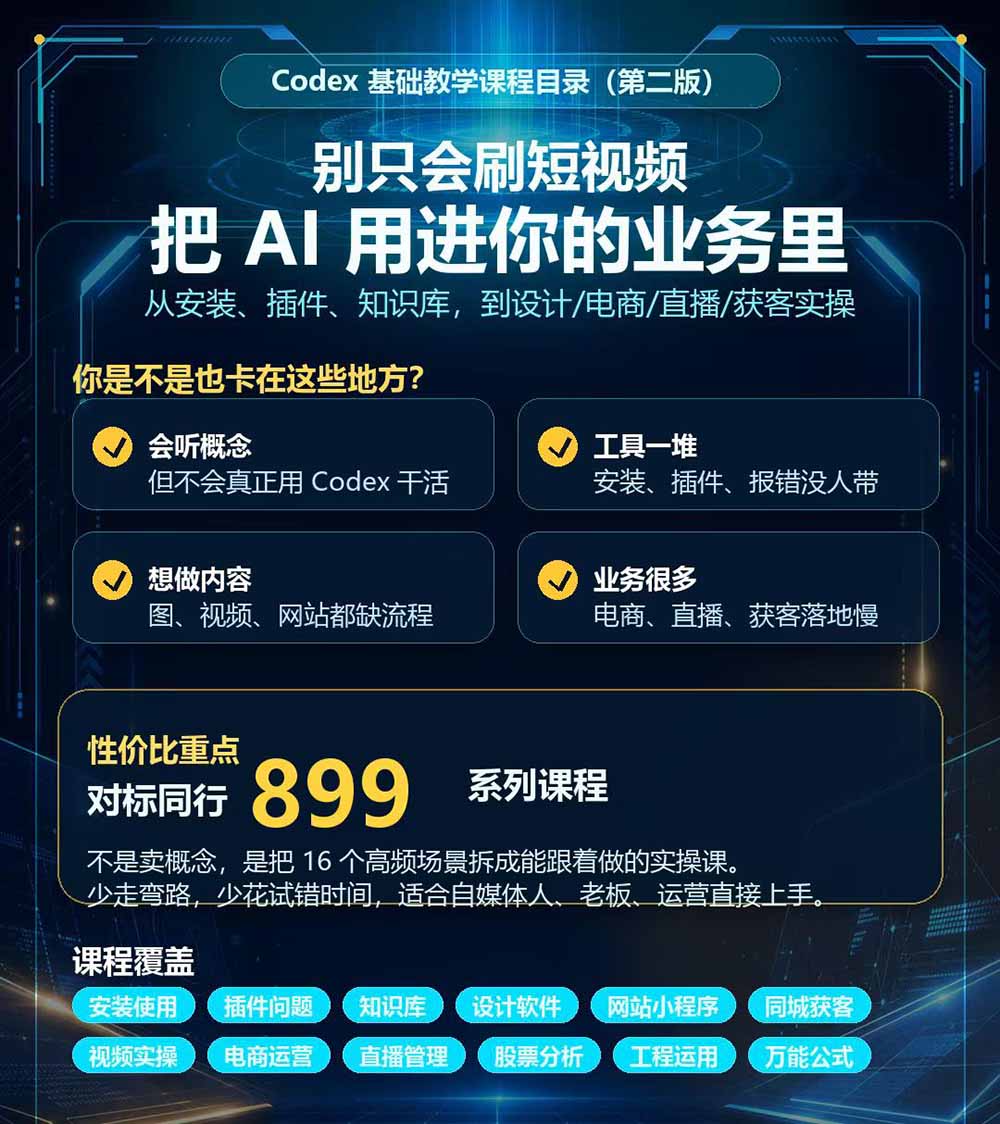 Codex系统实操课程介绍图