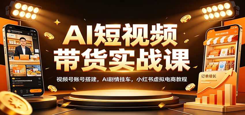 AI短视频带货双平台实操，视频号剧情挂车+小红书虚拟电商，含AI批量笔记生产工作流 - 缩略图