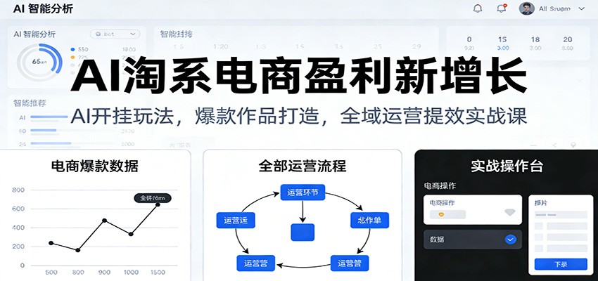 AI淘系电商三天实战课，用AI开挂做爆款作品到运营提效全流程 - 缩略图