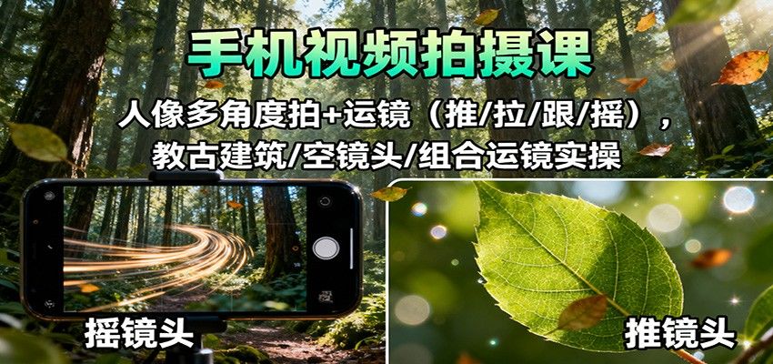 手机视频拍摄课150集,人像多角度跟拍加推拉摇移运镜,古建筑空镜头组合运镜实操 - 缩略图