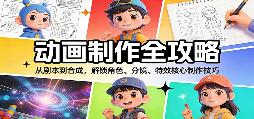 动画制作全流程课，从剧本、角色设定、分镜到人物动物运动规律和特效合成 - 缩略图