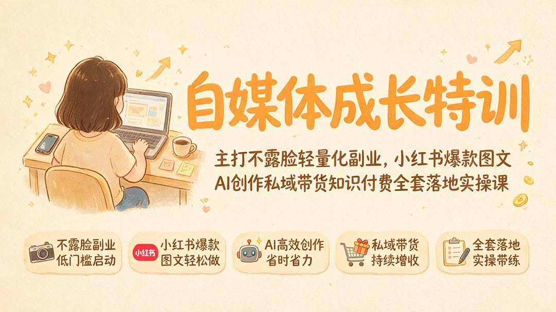 小红书不露脸图文副业实操，AI批量产出内容拿下10w爆款，私域带货与知识付费变现 - 缩略图