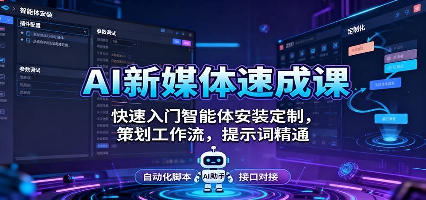 AI+新媒体5天训练营，零基础学智能体安装定制、策划工作流、脚本创作和提示词工程，覆盖抖音小红书视频号 - 缩略图
