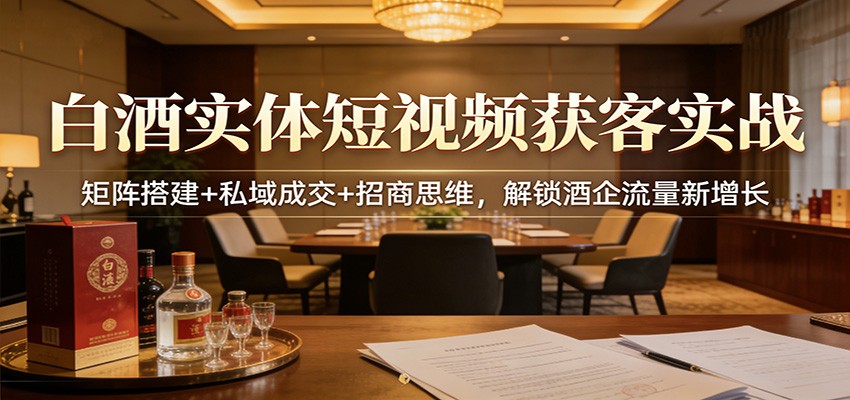 白酒实体店短视频获客实战，矩阵搭建、私域成交到招商，跑通引流锁客裂变 - 缩略图
