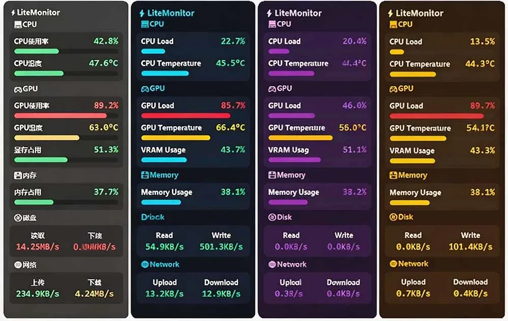 LiteMonitor 横屏布局截图