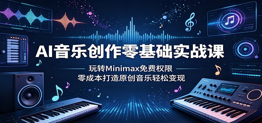 Minimax免费额度做AI音乐，Music2.6零成本生成原创歌曲，从写词到导出再到短视频配乐变现 - 缩略图