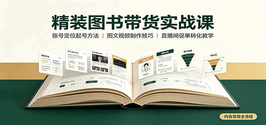 精装图书带货实战课，账号定位、4种起号方法到混剪图文卡点视频全流程 - 缩略图
