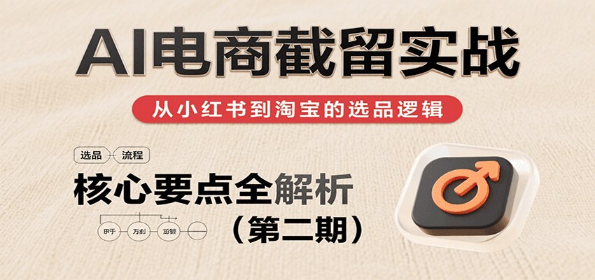 AI电商截流第二期实操，小红书选品起店技术+淘宝多多抖店设置，附罗盘功能与电商非电商选品思路 - 缩略图