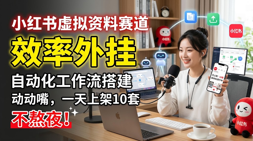 小红书虚拟资料全自动工作流，只输一个主题，AI包办调研、生成、排版上架与分发 - 缩略图