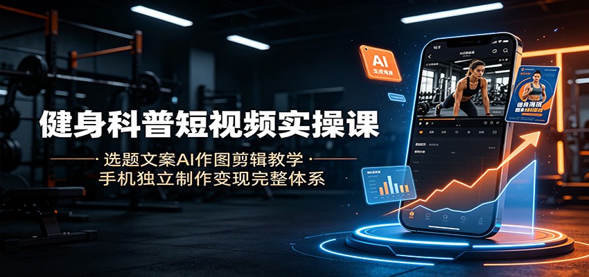 增肌减脂科普短视频实操，手机+AI做选题文案、作图剪辑，跑通账号变现路径 - 缩略图