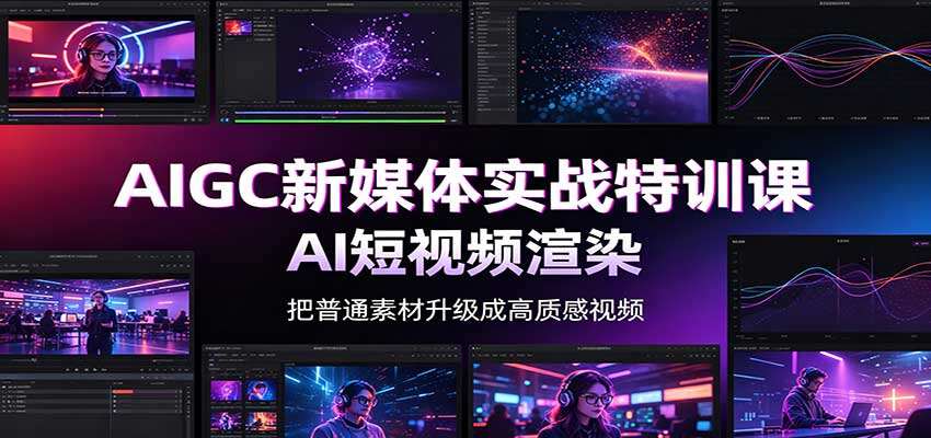 AIGC新媒体实战特训课，Midjourney中文版、哩布哩布SD绘图、AI短视频渲染与数字人制作 - 缩略图