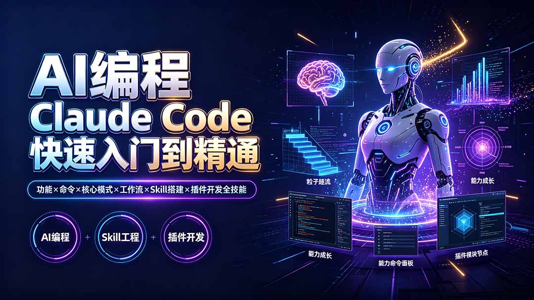 Claude Code AI编程从入门到精通，功能命令、核心模式、工作流到Skill搭建与企业级插件开发全拆解 - 缩略图