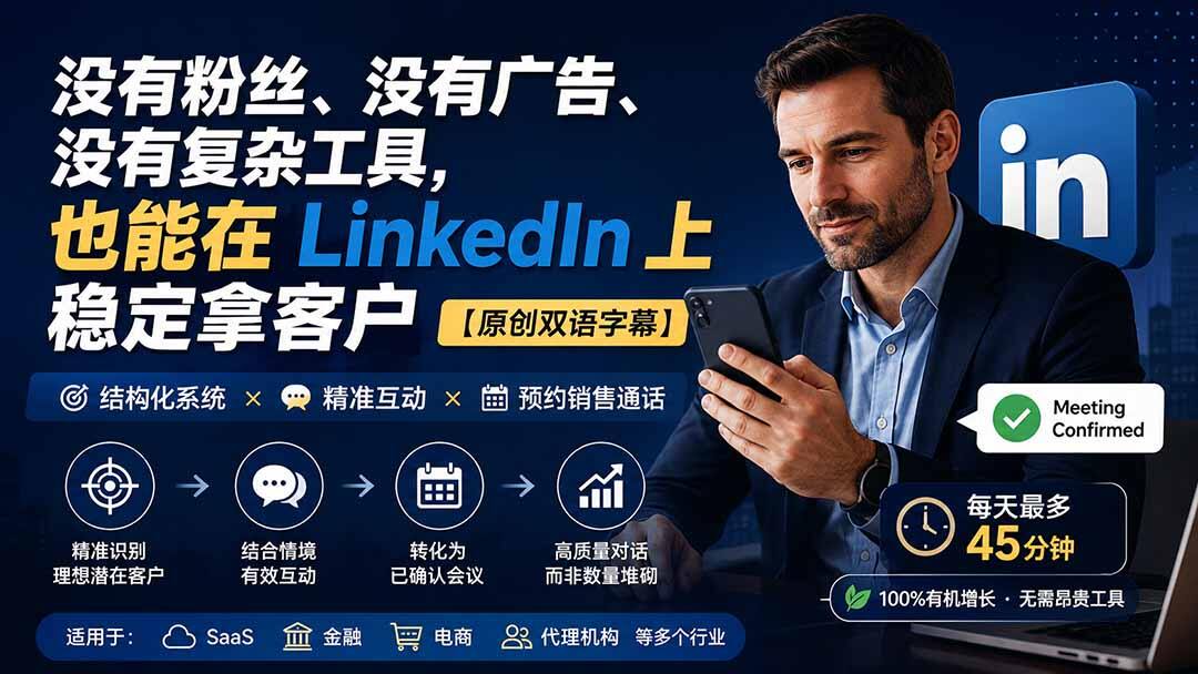 LinkedIn客户实验室，零粉丝账号每天45分钟私信外展，稳定预约20-40场销售通话 - 缩略图