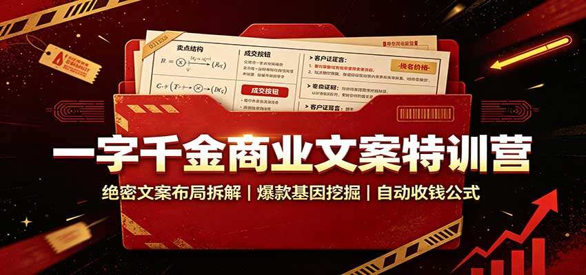 一字千金商业文案课，绝密文案布局与自动收钱公式，吸粉人物故事加品牌人物故事两种写法 - 缩略图