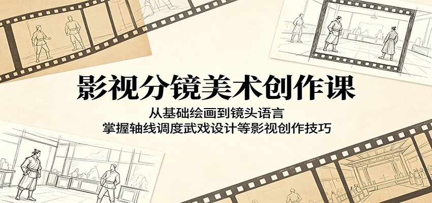 影视分镜美术创作课，从手绘基础到镜头语言，轴线调度与武戏设计全流程 - 缩略图