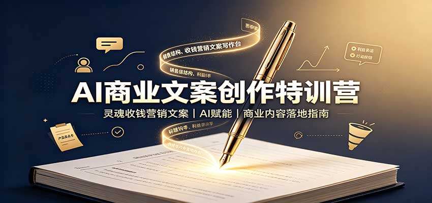 AI商业文案创作课，拆解激活、灵魂、收钱等7类营销文案的写作逻辑，公众号私域都能落地 - 缩略图