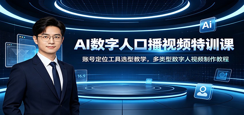 AI数字人口播视频实战课，从账号定位到起号节奏，静态口播、带货、双人对话全流程实操 - 缩略图