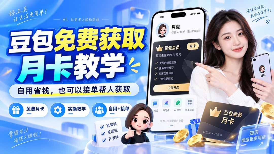 豆包免费获取月卡教学，自用省一笔，也能接单帮别人获取 - 缩略图