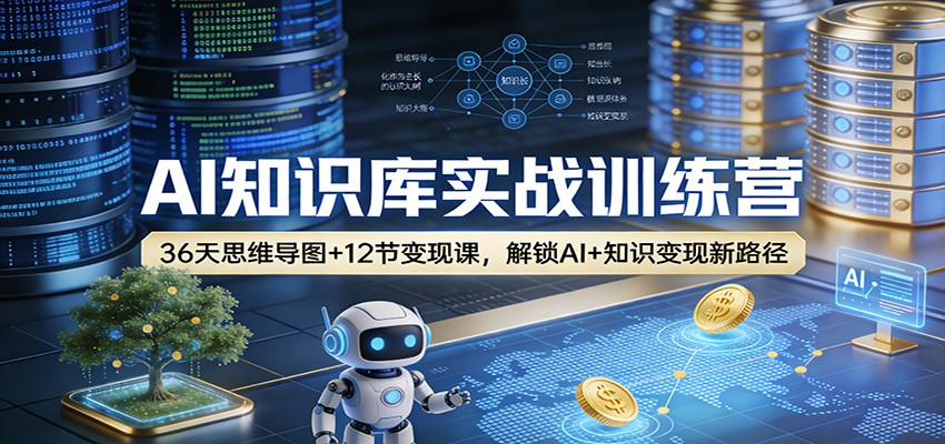 AI知识库实战训练营，36天Xmind思维导图加12节变现课，小红书公众号朋友圈引流变现 - 缩略图