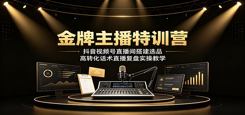 抖音视频号双平台直播带货特训，直播间搭建、选品、留人成交话术与AI提示词实操 - 缩略图