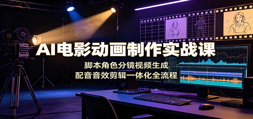 AI电影动画全流程实战课，脚本、角色、分镜到视频生成与配音剪辑，零基础也能独立做动画短片 - 缩略图
