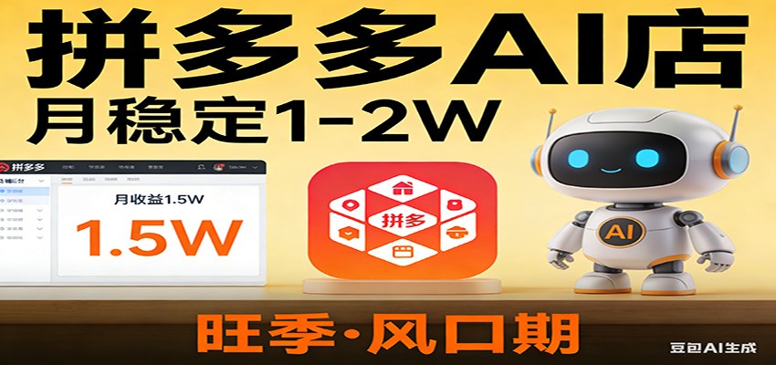 拼多多AI虚拟店，0库存不用囤货，AI自动选品客服发货，单店月纯利1-2万 - 缩略图