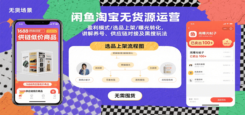 闲鱼无货源运营全套实操，养号选品上架到黑搜起店、供应链对接与店群玩法 - 缩略图