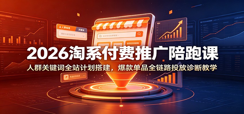 2026新版淘系付费推广陪跑课，人群关键词全站计划搭建与爆款单品投放诊断 - 缩略图