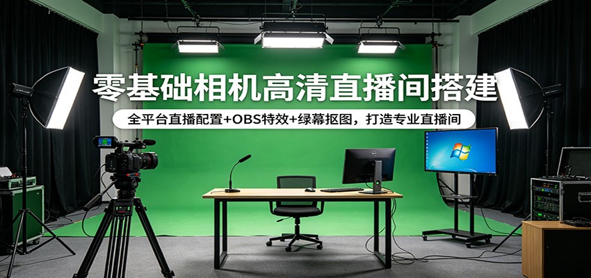 零基础相机高清直播间搭建，抖音快手视频号小红书多平台配置加OBS绿幕抠图特效 - 缩略图