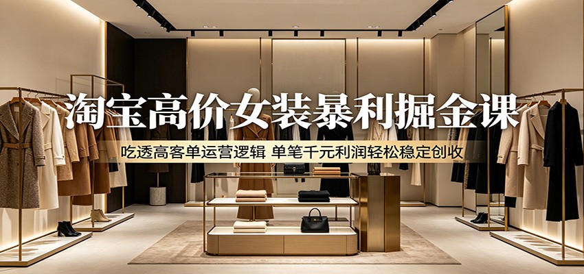 淘宝高价女装，1688选品到全站推广打小爆款群，客单价500-1500的实操流程 - 缩略图