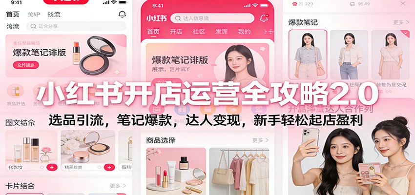 小红书电商带货系统课2.0，开店选品笔记引爆到达人变现全流程拆解 - 缩略图