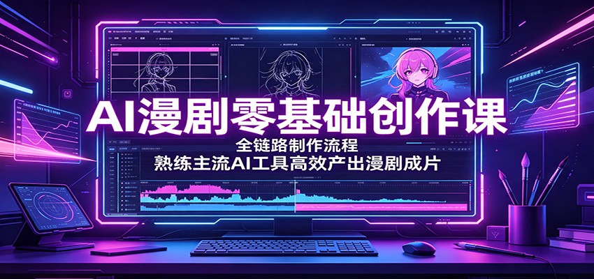 AI漫剧零基础创作课，Midjourney、即梦4.0、Seedance2全流程出片 - 缩略图