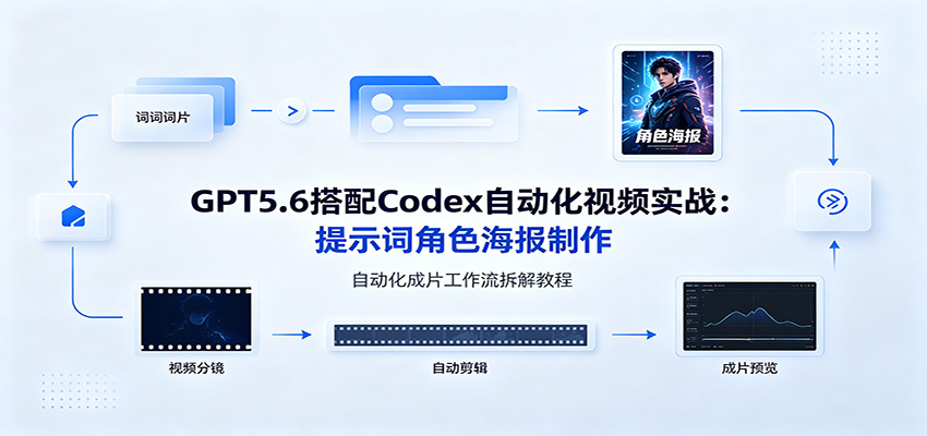 GPT5.6搭配Codex自动化视频工作流，提示词做角色海报到成片，无需编程批量产出AI短视频 - 缩略图