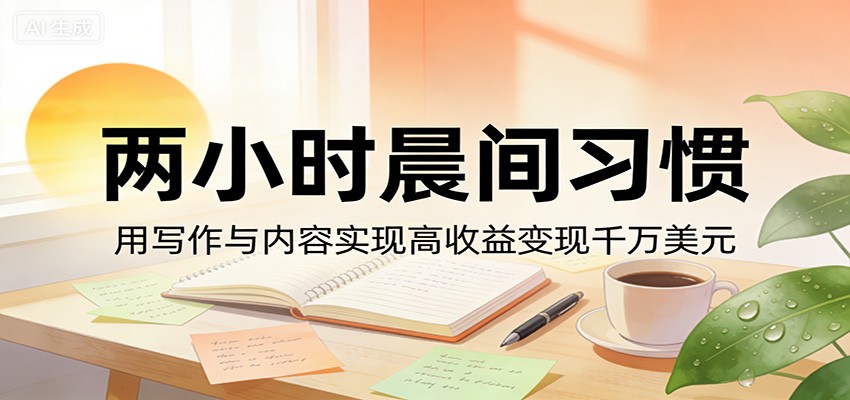 两小时晨间习惯写作系统，个人创作者的长线内容变现，社交媒体只是流量入口 - 缩略图