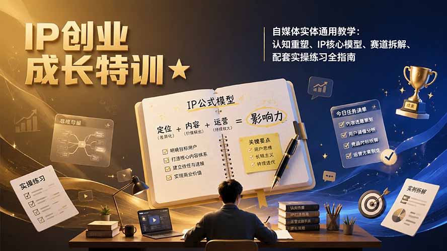 个人IP打造特训，自媒体和实体通用，从认知重塑、IP模型到赛道拆解实操 - 缩略图