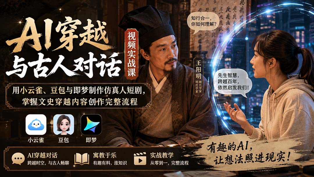 AI穿越与古人对话短剧实战，用小云雀和豆包+即梦做仿真人文史视频 - 缩略图