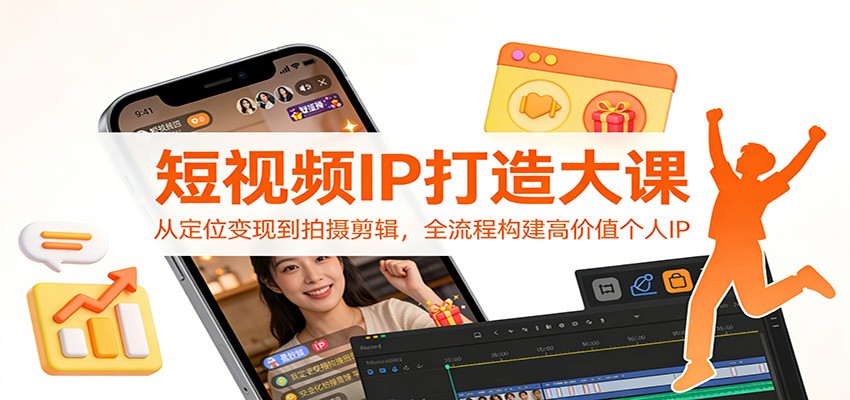 短视频IP打造全流程课，从账号定位、四大变现到口播拍摄剪辑和直播间玩法 - 缩略图