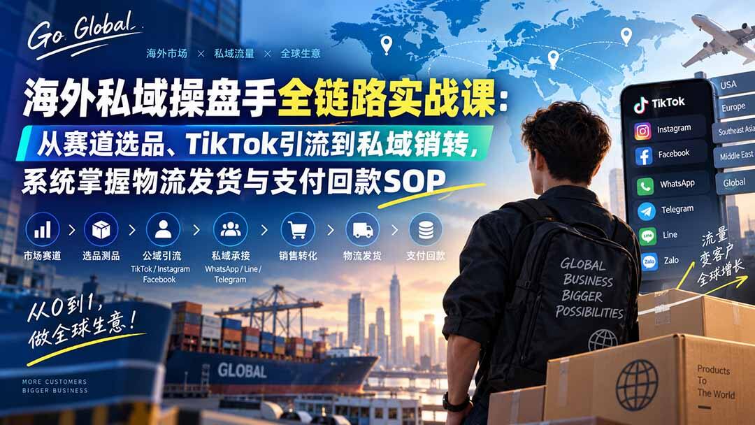 海外私域操盘手实战全案，9大模块讲透TikTok引流、私域聊单转化到物流发货和COD回款 - 缩略图
